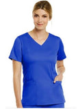 Women Double V-Neck Solid Scrub Top