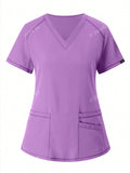 Women's Matte Jogging Compression Sportswear, Nurse/ Uniform, Scrub Top And Pants Set With Pockets, Breathable